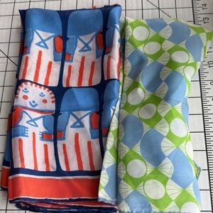 Vintage Vera Neumann Mod Graphic Square Scarves Lot of 2 Signed Vera 1960s 1970s